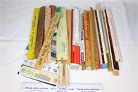 Lot of 45+ Miscellaneous Rulers - Wood, Metal Tin