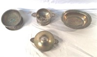 4 pc lot of silver type dishes