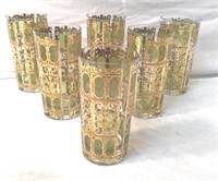 set of six signed culver gold overlay tumblers