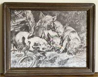 The intruders pencil sketch by Leslie cope 1984
