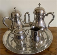 Colonial pewter by Boardman cream and sugar with