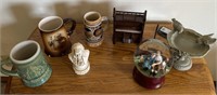 Small beer mugs, music box, and other