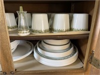 2 shelves green flowered Correll ware
