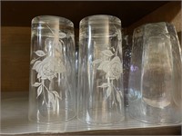 10 misc. glassware 8  with rose flower