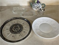 Miscellaneous  glassware and butter dishes