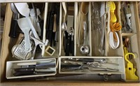 Drawer of miscellaneous kitchen utensils