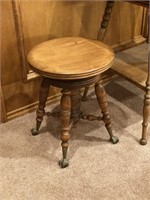Antique Ball & Claw Piano Stool