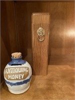 Antique Fund Jug Bank, Fireplace Match Holder Box