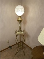Antique Brass and Marble Piano Lamp