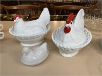 Milk Glass Hen on Nest Candy Dishes (3)