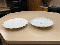 Milk Glass Platter, Epergne Center Piece