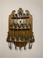 Sterling Souvenir Spoon Collection with Rack