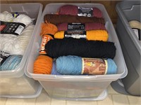 Clear Tub of Yarn, Orange, Black, Burgundy, More
