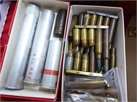 2 boxes misc. vintage ammo & cases
