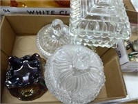 3 covered candy dishes & carnival dish