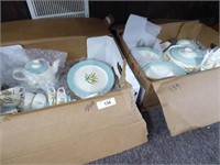 2 large boxes vintage wheat dishes