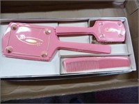 Vintage child's pink brush set