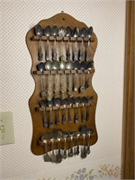 Silver Plated Souvenir Spoon Collection with Rack