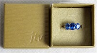 Sterling Silver Ring with Blue Stones