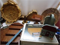 Baskets, Wooden Items, & Cassette Tape Holder