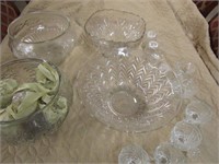 4 Nice Heavy Punch Bowls & Various Cups - Pick