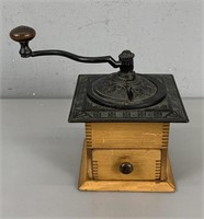 Vintage Coffee Grinder- Wood And Cast Iron