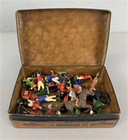 Leather Box With Vintage Toy Figures
