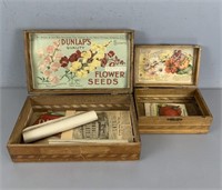 Pair Of Antique Boxes With Old Seed Items