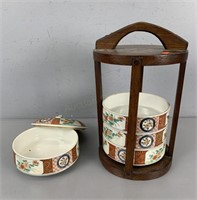 Oriental Rice Bowl Serving Set And Caddy