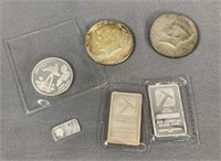 Silver Lot. Small Bars, Coins