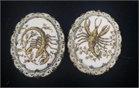 2 X Bid Germany Lobster Signed Vintage Brooch
