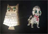 Perfume Brooch Owl Avon And Gerry's Poodle Brooch