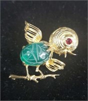 D'or Ster Marked Bird Pin Brooch