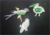 3 X Bid Signed Vintage Costume  Brooches Pins