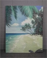 Embellished Oil On Canvas - Tropical
