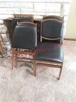 4 padded wood folding chairs