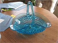 Blue tiara glass basket