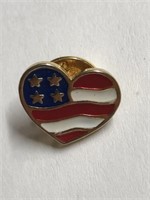 American Flag Heart Shaped Pin