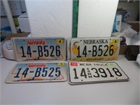 4 Sets Nebraska License Plates (see photos)