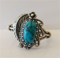 Sterling Silver & Turquoise Navajo Ring Sz. 6.75