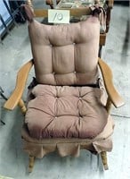 WOOD ARMED ROCKING CHAIR WITH CLOTH PADS