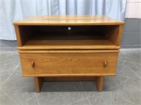 TEAK TELEVISION STAND/ SWIVEL SIDE TABLE