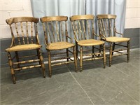4 ANTIQUE CANE SEATED CHAIRS