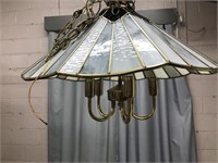 LEADED STAIN GLASS 5 BULB HANGING LIGHT FIXTURE
