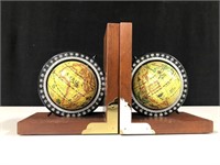 WOOD GLOBE BOOKENDS