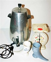Food Scales, Coffee Pot, Horn Type Mugs Lot
