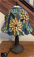 FLORAL DESIGN SLAG GLASS LAMP