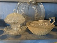 ANTIQUE CRYSTAL COVERED BOWL, NAPPY, BOWLS,