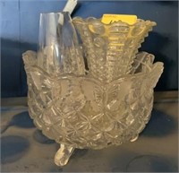 CRYSTAL PLANTER AND 2 CRYSTAL VASES