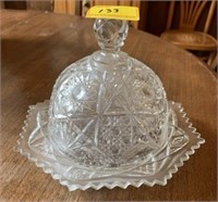 ANTIQUE CRYSTAL ROUND BUTTER DISH